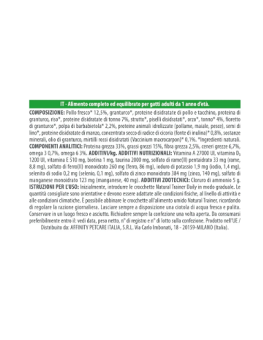 Natural Trainer Adulto Con Tonno kg 1,5. Cibo Secco Per Gatti