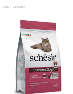 Schesir Adult Sterilizzato e Light  prosciutto gr 400. Cibo Secco Per gatti 2