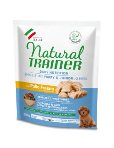 Trainer Dog Natural Small and Toy Puppy e Junior Pollo Fresco gr 800. Cibo Secco Per Cani Cuccioli