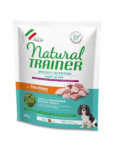 Trainer Dog Natural Small e Toy Weight Care Light Carni Bianche Gr.800 Cibo Secco Per Cani