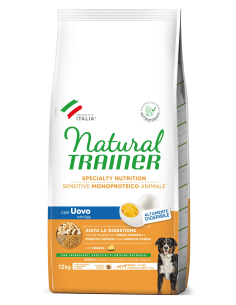Trainer Dog Sensitive NoGluten Med/Max Uovo e Cereali Integrali kg.12. Cibo Secco Per Cani