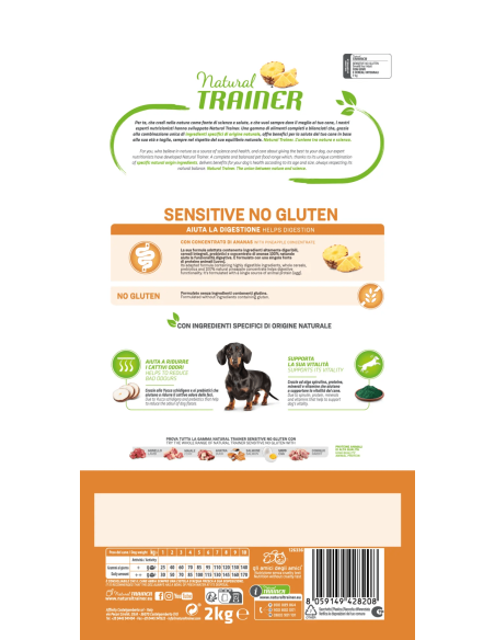 Trainer Dog Sensitive NoGluten Mini Uovo e Cereali Integrali kg.2. Crocchette Per Cani