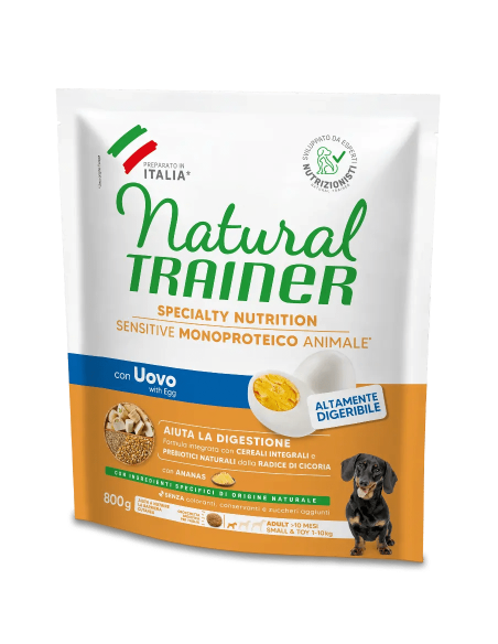 Trainer Dog Sensitive NoGluten Mini Uovo e Cereali Integrali gr.800. Crocchette Per Cani