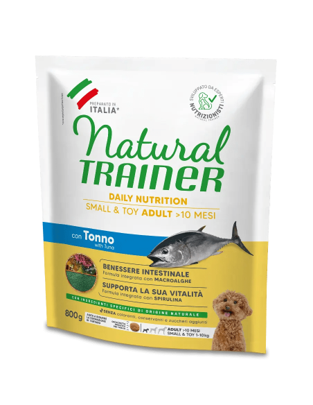 Trainer Dog  Natural Small and Toy  Tonno e Riso gr 800.Cibo Secco Per Cani