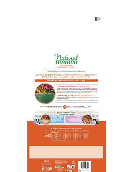 Trainer Dog Natural Trainer Medium Tonno e Riso Kg 12 Cibo Secco Per Cani