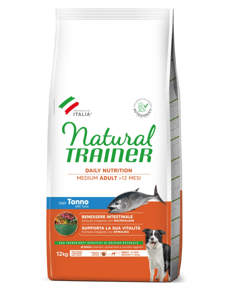 Trainer Dog Natural Trainer Medium Tonno e Riso Kg 12 Cibo Secco Per Cani