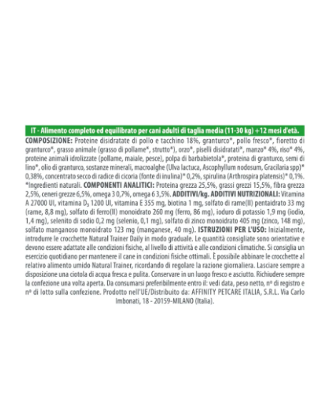 Natural Trainer Dog Medium Manzo Riso Kg.12 Cibo Secco Per Cani.