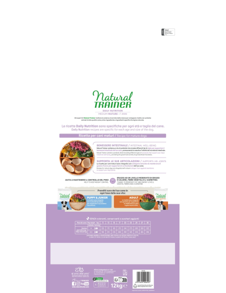 Natural Trainer Dog Medium Maturity kg 12. Alimento Per Cani