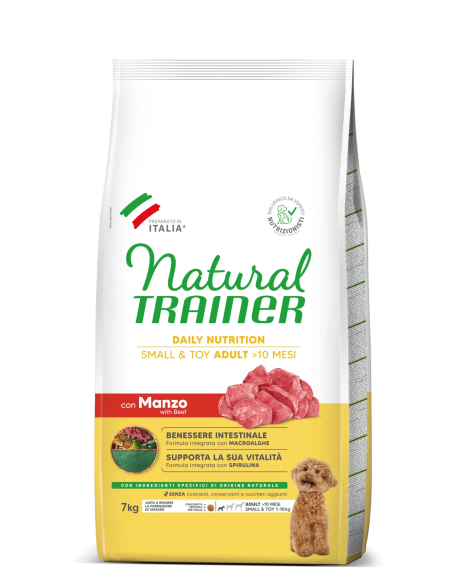 Trainer Dog Natural Small e Toy  Manzo e Riso kg 7. Cibo Secco Per Cani