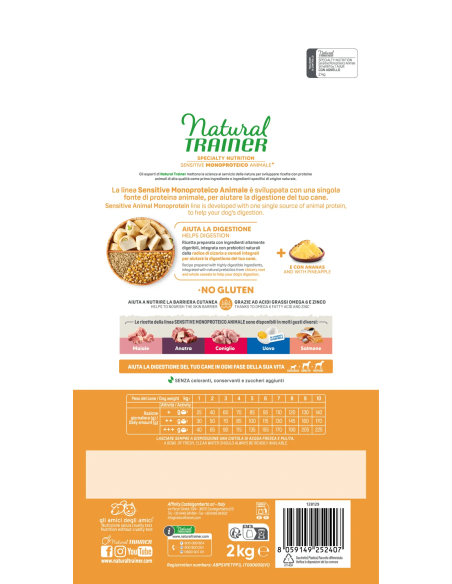 Trainer Dog Sensitive Mini Agnello e Riso No Gluten kg 2. Mangime Per Cani