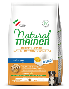 Trainer Dog Sensitive NoGluten Med/Max Uovo e Cereali Integrali kg.3. Crocchette per cani