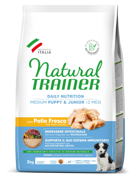 Trainer Dog Natural Medium Puppy e Junior kg 3 . Puppy