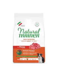 Natural Trainer Dog Medium Manzo Riso Kg.3 Cibo Secco Per Cani. 2