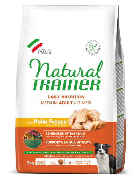 Natural Trainer Medium Adult Pollo kg 3. Crocchette per cani