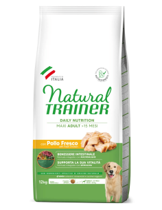 Natura Trainer Maxi Pollo fresco e Riso kg 12. Crocchette per cani