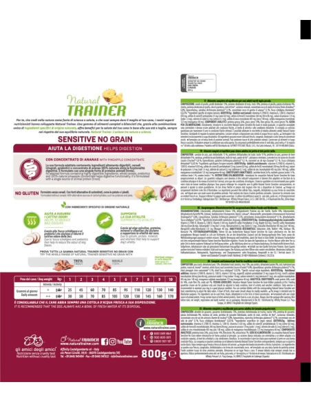 Natural Trainer Sensitive No Grain Small & Toy Con Trota e Patate gr.800. Alimento Per cani