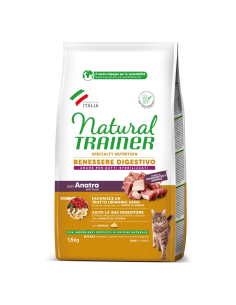 Natural Trainer Gatto Sensitive Anatra kg 1,5. Cibo Secco Per Gatti
