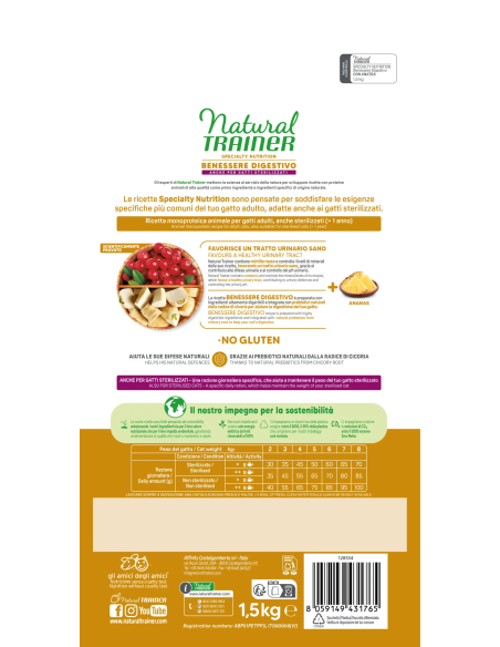 Natural Trainer Gatto Sensitive Anatra kg 1,5. Cibo Secco Per Gatti