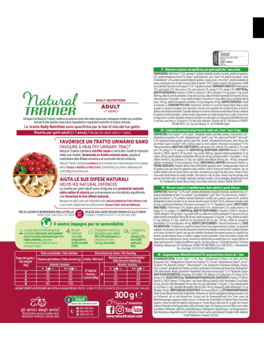 Natural Trainer Adult Con Tonno gr 300. Alimento Per Gatti