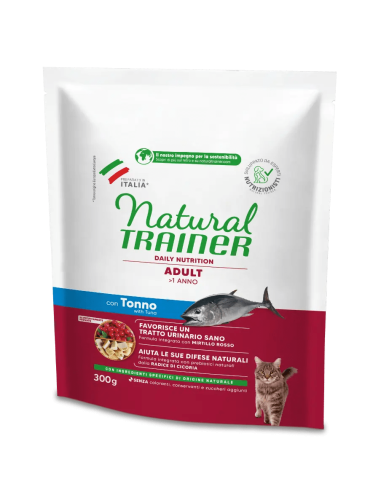 Natural Trainer Adult Con Tonno gr 300. Alimento Per Gatti