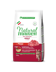 Natura Trainer Adult Con Manzo kg 1,5. Cibo Secco Per Gatti