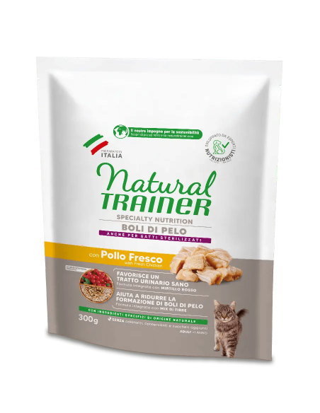 Trainer Gatto Hairball Pollo e Mix Di Fibre gr 300 .Cibo Secco Per Gatti