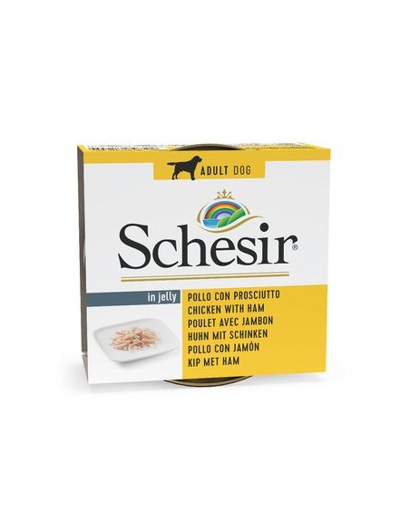 Schesir Dog Pollo Con Prosciutto gr 150. Cibo Umido per cani .