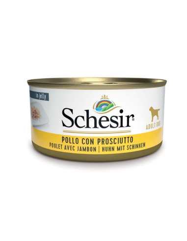 Schesir Dog Pollo Con Prosciutto gr 150. Cibo Umido per cani .