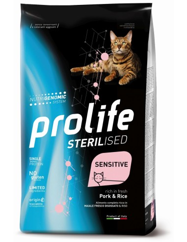 Prolife Cat Sterilised Sensitive Adult Pork and Rice GR.400 Cibo per Gatti .