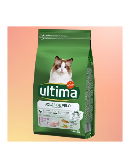 Ultima cat Hairball kg 1,5. Cibo Secco Per Gatti