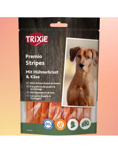 Premio Chicken Cheese Stripes Light gr 100. Snack per cani.