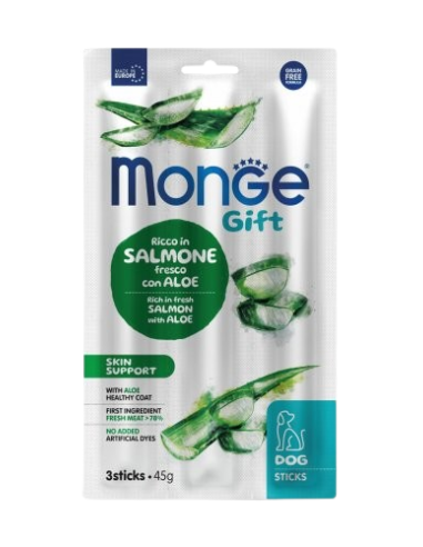 Monge Gift Dog Skin Support Salmone Fresco con Aloe gr.45.SnacK Per Cani .