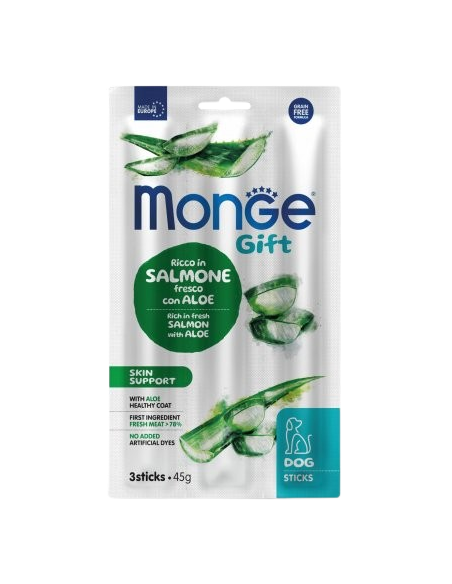 Monge Gift Dog Skin Support Salmone Fresco con Aloe gr.45.SnacK Per Cani .