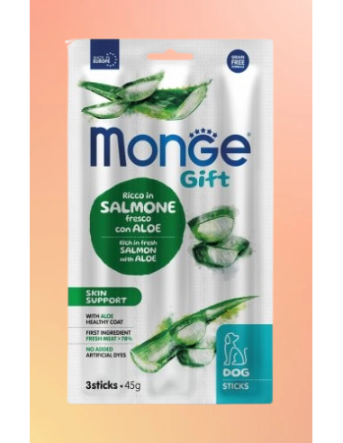 Monge Gift Dog Skin Support Salmone Fresco con Aloe gr.45.SnacK Per Cani .