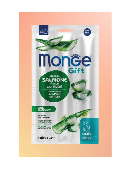Monge Gift Dog Skin Support Salmone Fresco con Aloe gr.45.SnacK Per Cani .