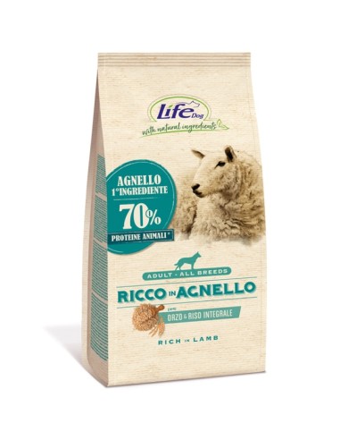 Life Dog Secco Agnello kg.2.Crocchette per cani.