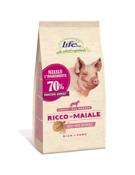 Life Dog Secco Maiale kg.12.Crocchette per cani