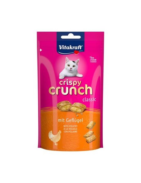Vitakraft Cat crispy crunch con ripieno di pollame gr.60.Snack per gatti
