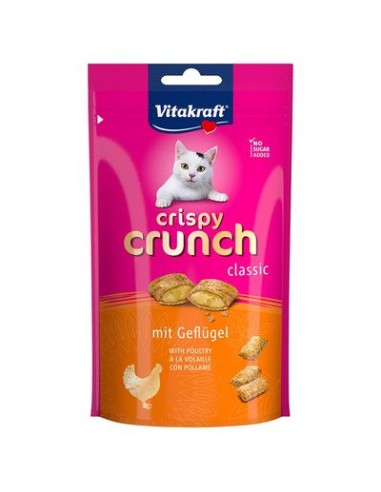 Vitakraft Cat crispy crunch con ripieno di pollame gr.60.Snack per gatti