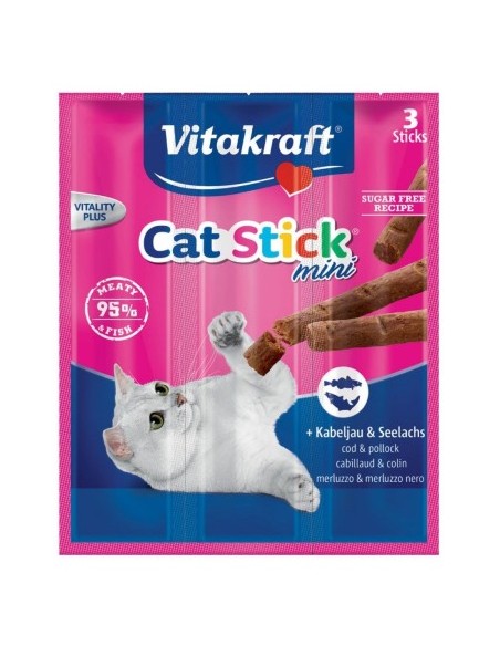 Vitakraft Cat stick Mini merluzzo e merluzzo nero 3pz gr.18.Snack per gatti