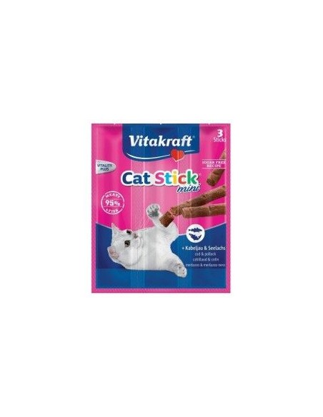 Vitakraft Cat stick Mini merluzzo e merluzzo nero 3pz gr.18.Snack per gatti