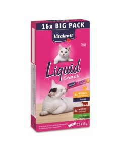 Vitakraft cat liquid snack multipack 16 x 15gr (pollo e manzo). Snack per gatti