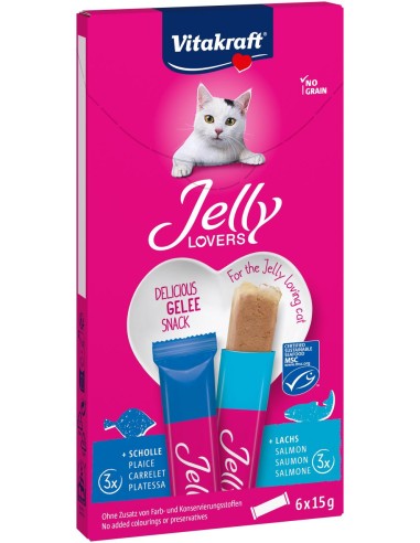 Vitakraft Cat jelly lovers MP salmone/ plate MSC 6x15 gr. Snack Per Gatti.