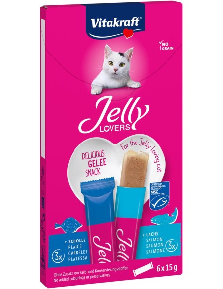 Vitakraft Cat jelly lovers MP salmone/ plate MSC 6x15 gr. Snack Per Gatti.