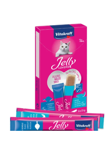 Vitakraft Cat jelly lovers MP salmone/ plate MSC 6x15 gr. Snack Per Gatti.