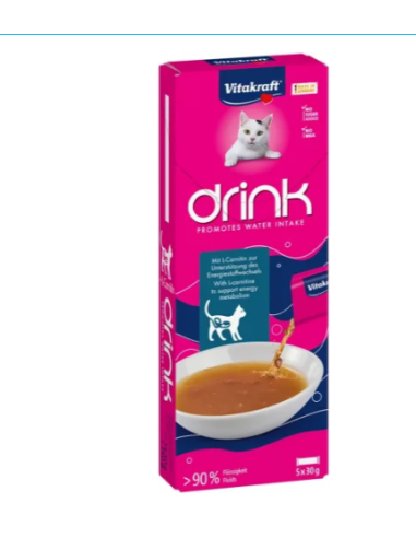 Vitakraft Cat Drink Salmone + Carnitina 5pz x 30gr.Snack per Gatti