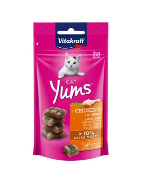 Vitakraft Cat Yums pollo ed erba gatta gr.40.Snack per gatti