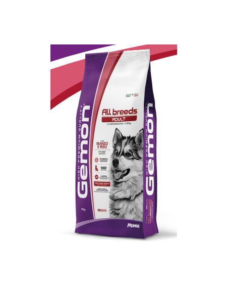 Gemon All Breed Adult manzo e Riso kg 15. Crocchette per cani .