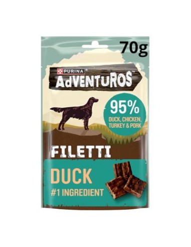 Purina Adventuros Filetti Anatra Gr.70. Snack per cani