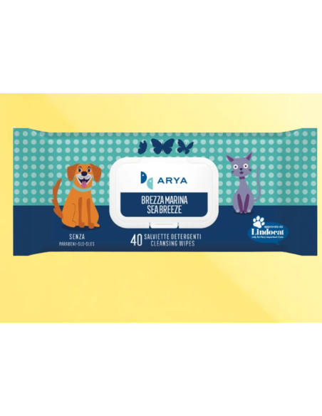 Salviette Arya Brezza Marina 40 pezzi . Igienici per cani
